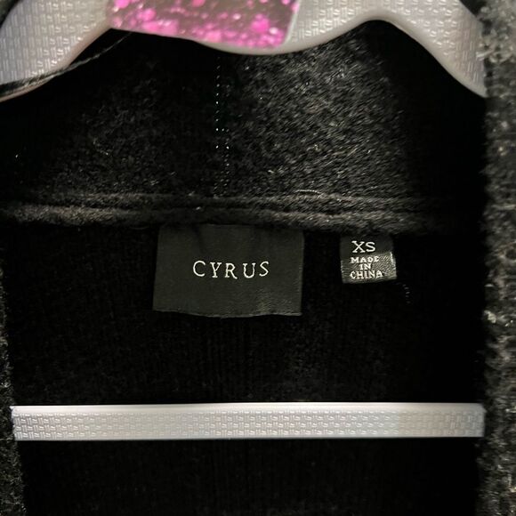 NWT Cyrus Black Long Sweater Open Cardigan 2 Pockets #MC010 - Picture 2 of 6